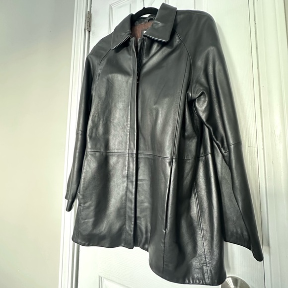 Worthington Genuine Lambskin Leather Coat Women’s Medium Zip Up Jacket Vtg Black - Picture 6 of 13